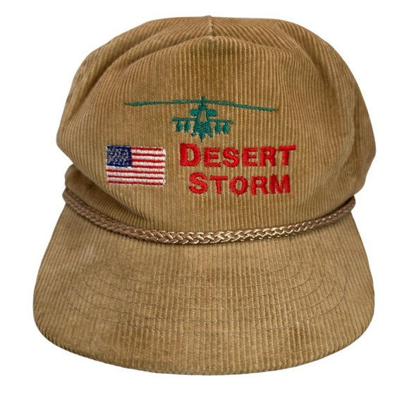 Other - Vintage Desert Storm Corduroy Tan Cap Hat Adjustable - Made in korea